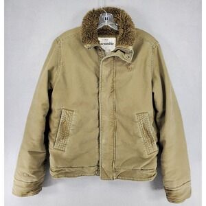 Abercrombie Adirondack Jacket Womens XL‎ Green Sherpa Lined Canvas Coat Army